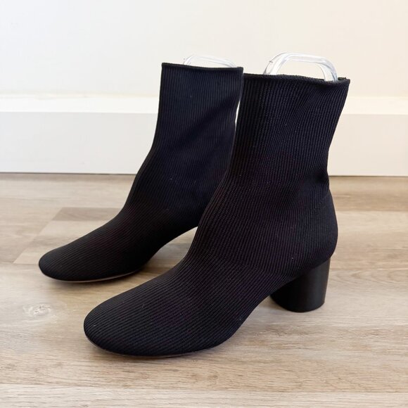 Vince Black Tasha Round Toe Knit Sock Booties 9 - Picture 2 of 7